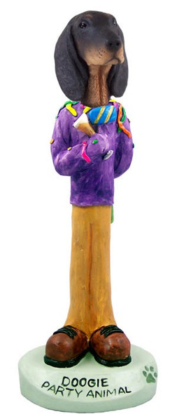Black & Tan Coonhound Party Animal Doogie Collectible Dog Figurine