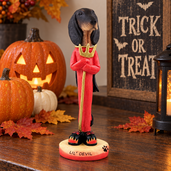 Black & Tan Coonhound Lil Devil Doogie Collectible Dog Figurine