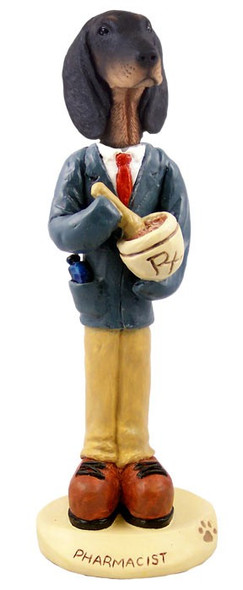 Black & Tan Coonhound Pharmacist Doogie Collectible Dog Figurine