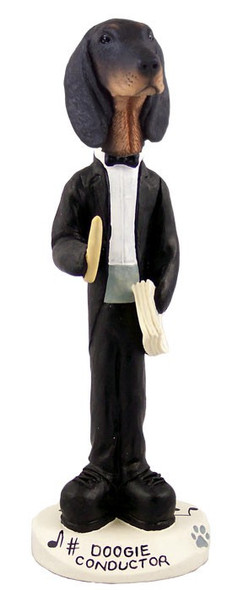 Black & Tan Coonhound Conductor Doogie Collectible Dog Figurine