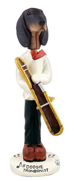 Black & Tan Coonhound Trombonist Doogie Collectible Dog Figurine