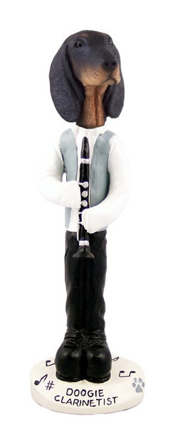 Black & Tan Coonhound Clarinetist Doogie Collectible Dog Figurine