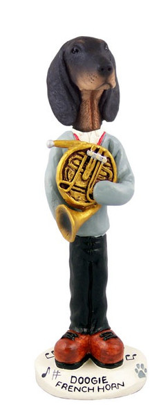 Black & Tan Coonhound French Horn Doogie Collectible Dog Figurine