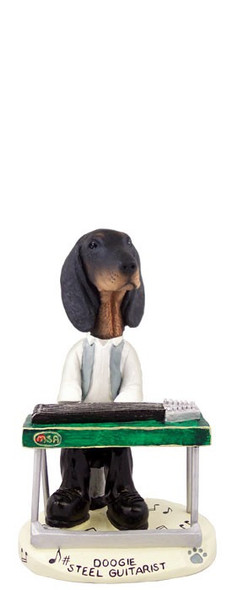 Black & Tan Coonhound Steel Guitarist Doogie Collectible Dog Figurine