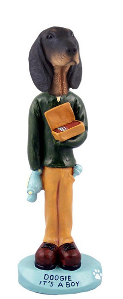 Black & Tan Coonhound It's a Boy Doogie Collectible Dog Figurine