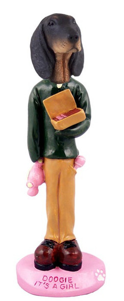 Black & Tan Coonhound It's a Girl Doogie Collectible Dog Figurine
