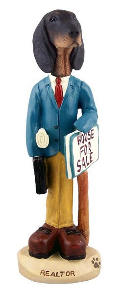 Black & Tan Coonhound Male Realtor Doogie Collectible Dog Figurine