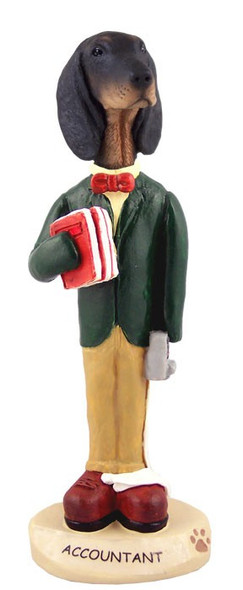 Black & Tan Coonhound Accountant Doogie Collectible Dog Figurine