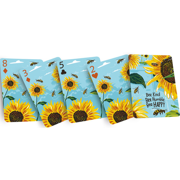 Bumblebee Sunflowers Bee Happy 54 Card Playing Deck With Protective Case from Primitives by Kathy