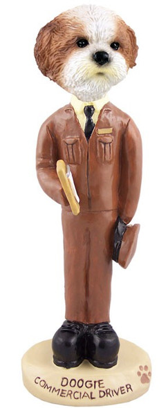 Tan Shih Tzu with Sport Cut Commercial Driver Doogie Collectible Dog Figurine