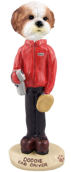 Tan Shih Tzu with Sport Cut Cab Driver Doogie Collectible Dog Figurine