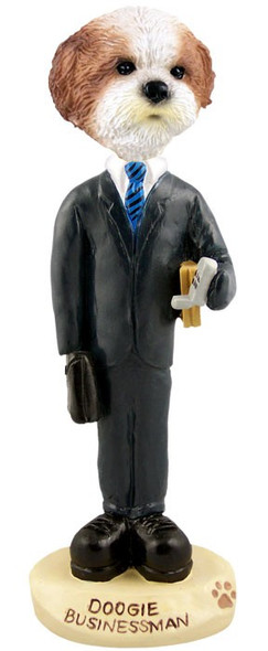 Tan Shih Tzu with Sport Cut Businessman Doogie Collectible Dog Figurine