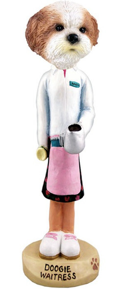 Tan Shih Tzu with Sport Cut Waitress Doogie Collectible Dog Figurine