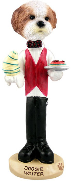 Tan Shih Tzu with Sport Cut Waiter Doogie Collectible Dog Figurine