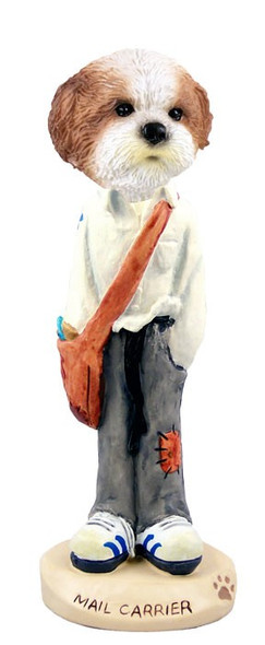 Tan Shih Tzu with Sport Cut Mail Carrier Doogie Collectible Dog Figurine