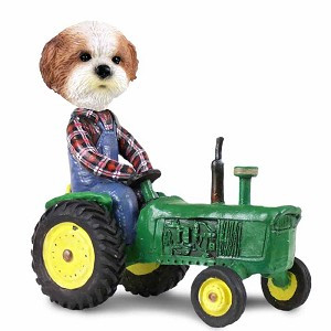 Tan Shih Tzu with Sport Cut Tractor Doogie Collectible Dog Figurine