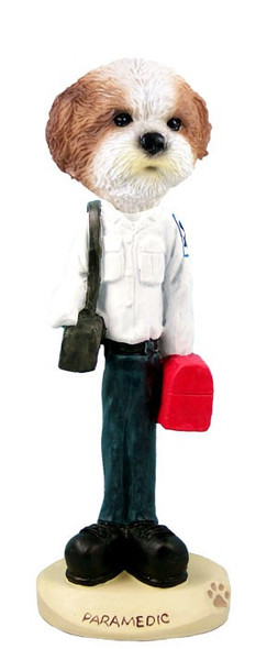 Tan Shih Tzu with Sport Cut Paramedic Doogie Collectible Dog Figurine