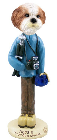 Tan Shih Tzu with Sport Cut Photographer Doogie Collectible Dog Figurine