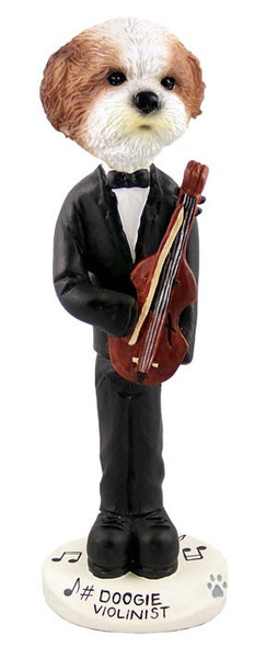 Tan Shih Tzu with Sport Cut Violinist Doogie Collectible Dog Figurine