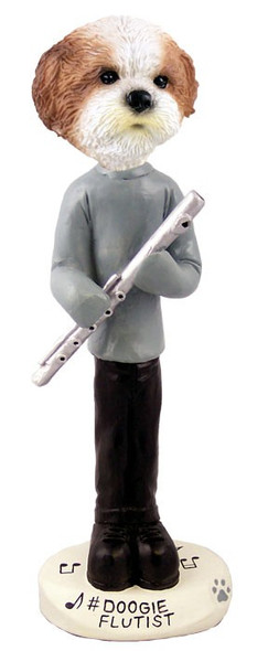 Tan Shih Tzu with Sport Cut Flutist Doogie Collectible Dog Figurine
