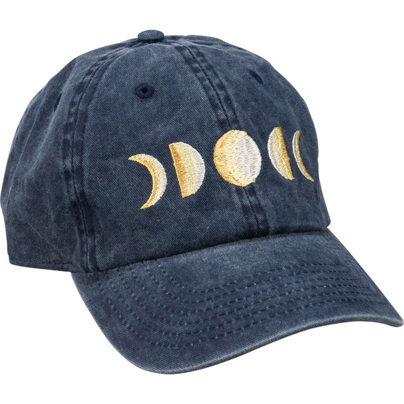 It's Just A Phase Embroidered Cotton Baseball Cap with Moon Phase Design - Primitives by Kathy - One Size Fits Most with Adjustable Brass Closure
