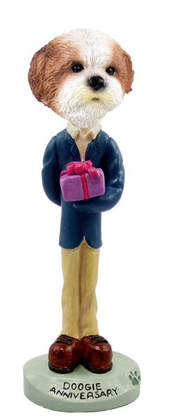 Tan Shih Tzu with Sport Cut Anniversary Doogie Collectible Dog Figurine