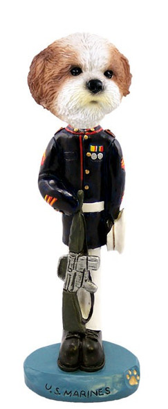 Tan Shih Tzu with Sport Cut U S Marines Doogie Collectible Dog Figurine