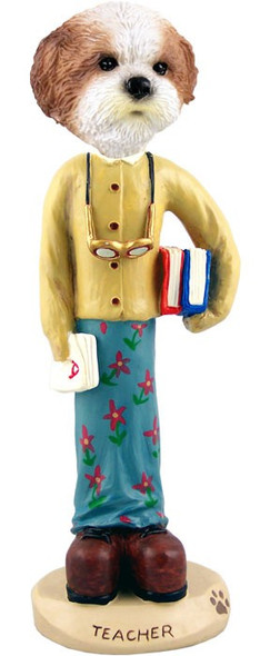 Tan Shih Tzu with Sport Cut Female Teacher Doogie Collectible Dog Figurine