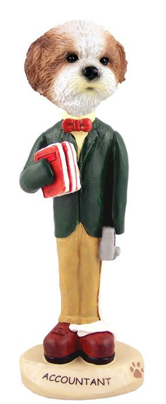 Tan Shih Tzu with Sport Cut Accountant Doogie Collectible Dog Figurine