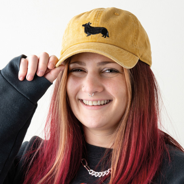 Dog Lover - Love My Corgi Embroidered Cotton Baseball Cap - Pet Collection from Primitives by Kathy - One Size Fits Most with Adjustable Brass Closure