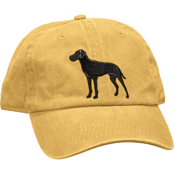 Dog Lover Love My Great Dane - Yellow Embroidered Cotton Baseball Cap - Pet Collection from Primitives by Kathy - One Size Fits Most with Adjustable Brass Closure