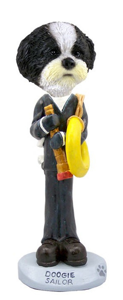 Black & White Shih Tzu with Sport Cut Sailor Doogie Collectible Dog Figurine