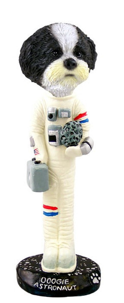 Black & White Shih Tzu with Sport Cut Astronaut Doogie Collectible Dog Figurine