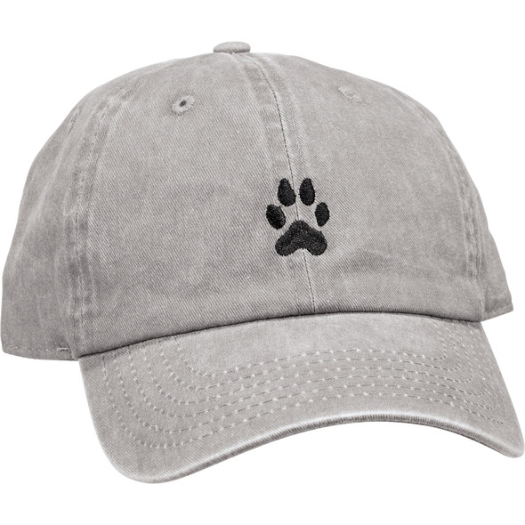 Dog Lover - Love My Rescue Embroidered Gray Paw Print Baseball Cap - from Primitives by Kathy - One Size Fits Most with Adjustable Closure