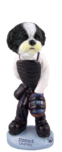 Black & White Shih Tzu with Sport Cut Umpire Doogie Collectible Dog Figurine