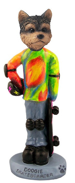 Yorkshire Terrier (Puppy Cut) Skateboarder Doogie Collectible Dog Figurine
