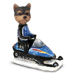 Yorkshire Terrier (Puppy Cut) Snowmobile Doogie Collectible Dog Figurine