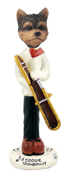 Yorkshire Terrier (Puppy Cut) Trombonist Doogie Collectible Dog Figurine