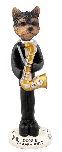 Yorkshire Terrier (Puppy Cut) Saxophonist Doogie Collectible Dog Figurine