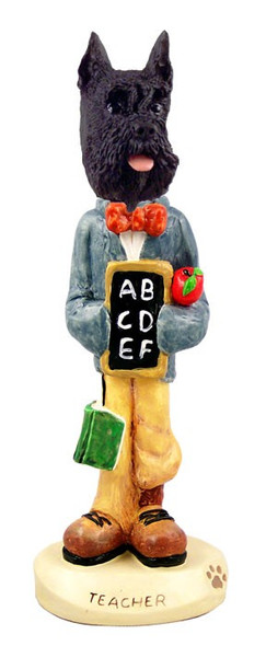 Black Schnauzer Teacher Doogie Collectible Dog Figurine