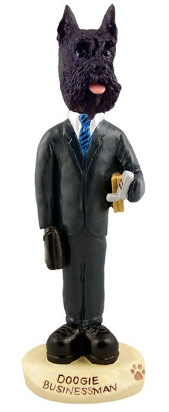 Black Schnauzer Businessman Doogie Collectible Dog Figurine
