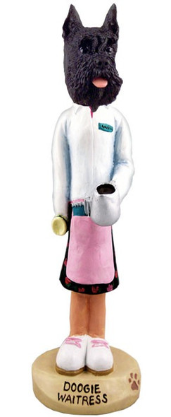 Black Schnauzer Waitress Doogie Collectible Dog Figurine