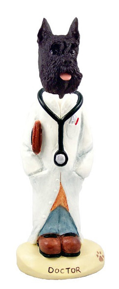 Black Schnauzer Doctor Doogie Collectible Dog Figurine