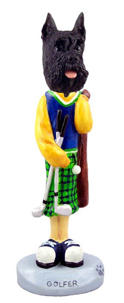 Black Schnauzer Golf Doogie Collectible Dog Figurine