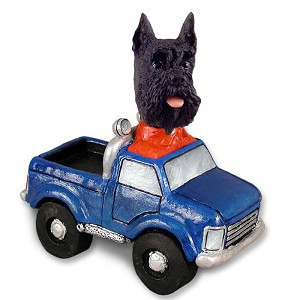 Black Schnauzer Pickup Doogie Collectible Dog Figurine