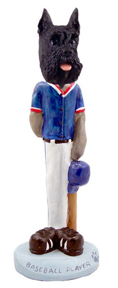 Black Schnauzer Baseball Doogie Collectible Dog Figurine