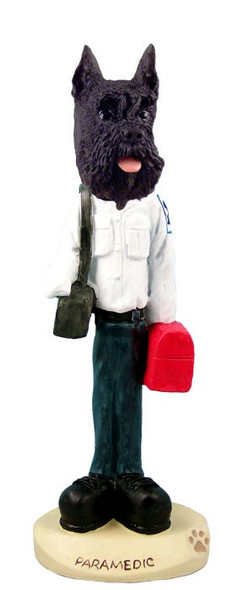 Black Schnauzer Paramedic Doogie Collectible Dog Figurine