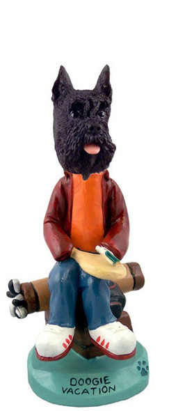 Black Schnauzer Vacation Doogie Collectible Dog Figurine