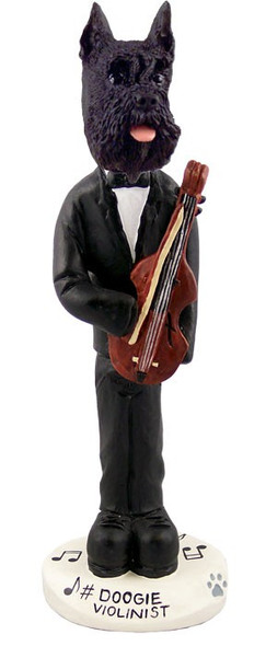 Black Schnauzer Violinist Doogie Collectible Dog Figurine
