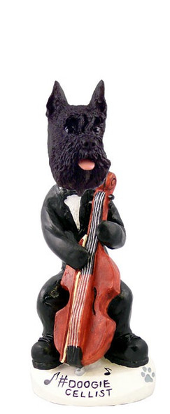 Black Schnauzer Cellist Doogie Collectible Dog Figurine